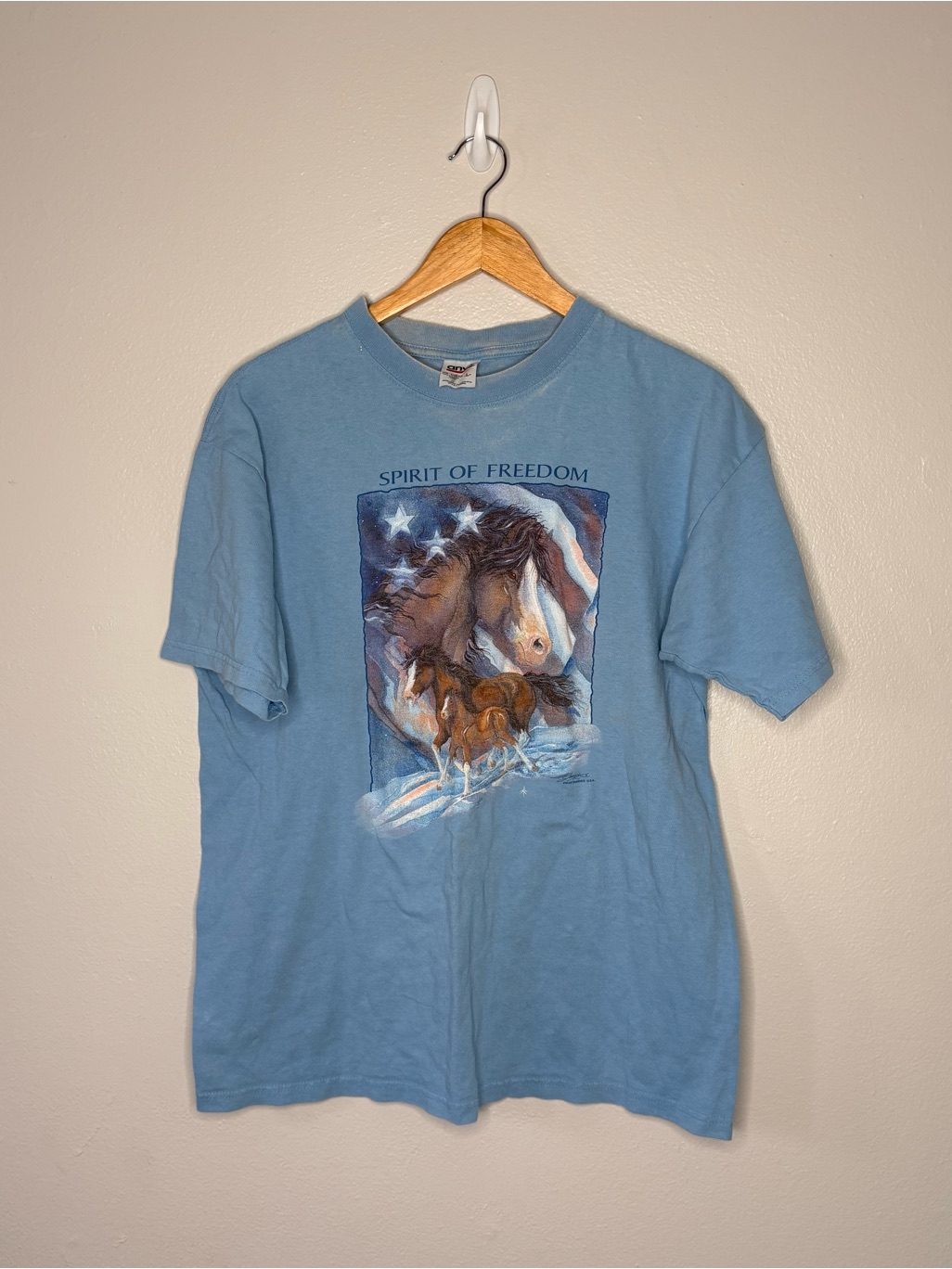 Anvil Light Blue 'Spirit Of Freedom' Horse Graphic Tee